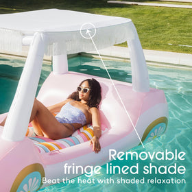 FUNBOY Malibu Golf Cart Float fringe shade provides retro flair and shade