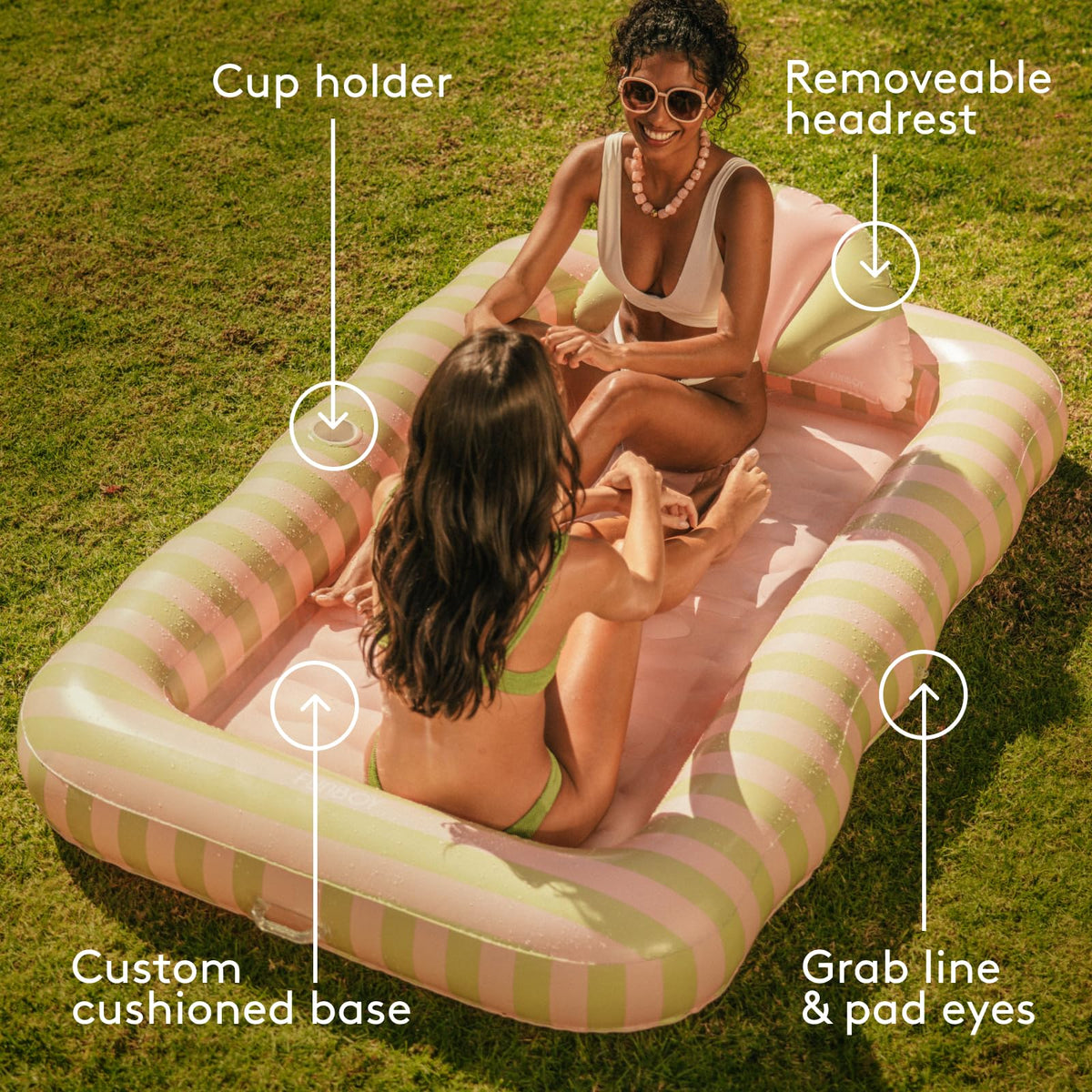 FUNBOY oversized 72x48 pool float offering ample lounging space.