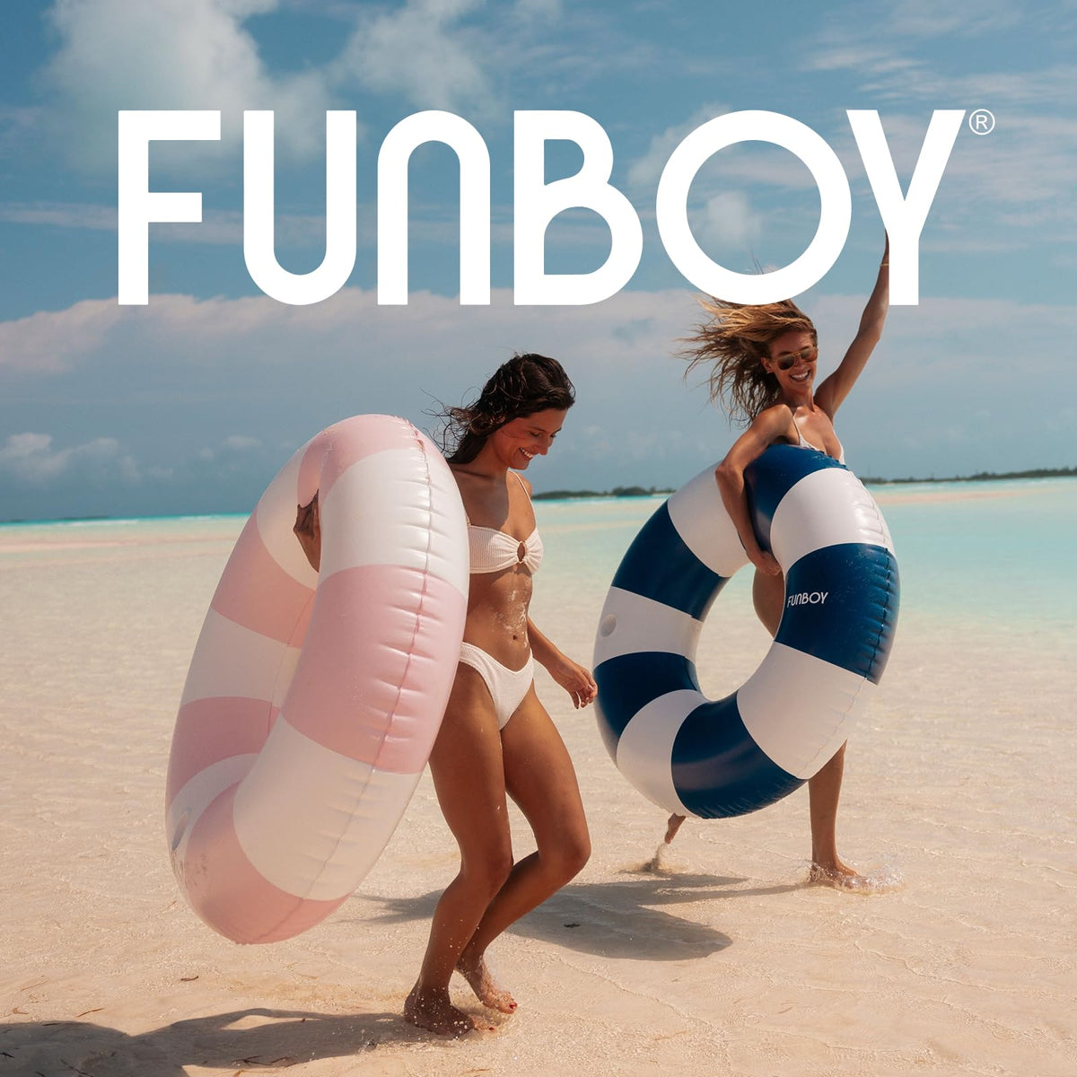 FUNBOY navy stripe float ideal for pool parties and gatherings