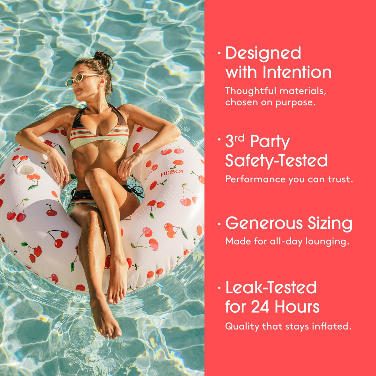 FUNBOY Cherry float ideal for pool parties and bachelorette celebrations