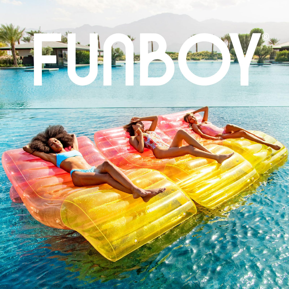 FUNBOY rainbow clear design adds vibrant centerpiece to pool parties.