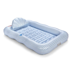 FUNBOY tanning pool lounger blue stripe in full view for poolside lounging