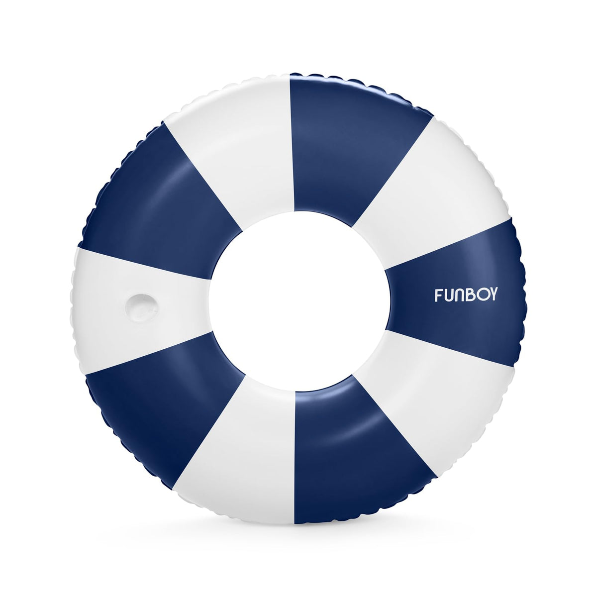 FUNBOY vintage navy stripe pool float with cup holder for poolside sipping
