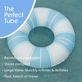 FUNBOY Vintage Stripe 48in pool float uses durable materials for long-lasting pool days.