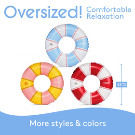 FUNBOY Vintage Stripe 48in pool float is ideal for parties and group pool fun.