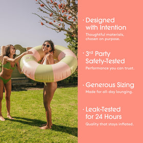 FUNBOY vintage stripe float enhances poolside setups and photos.