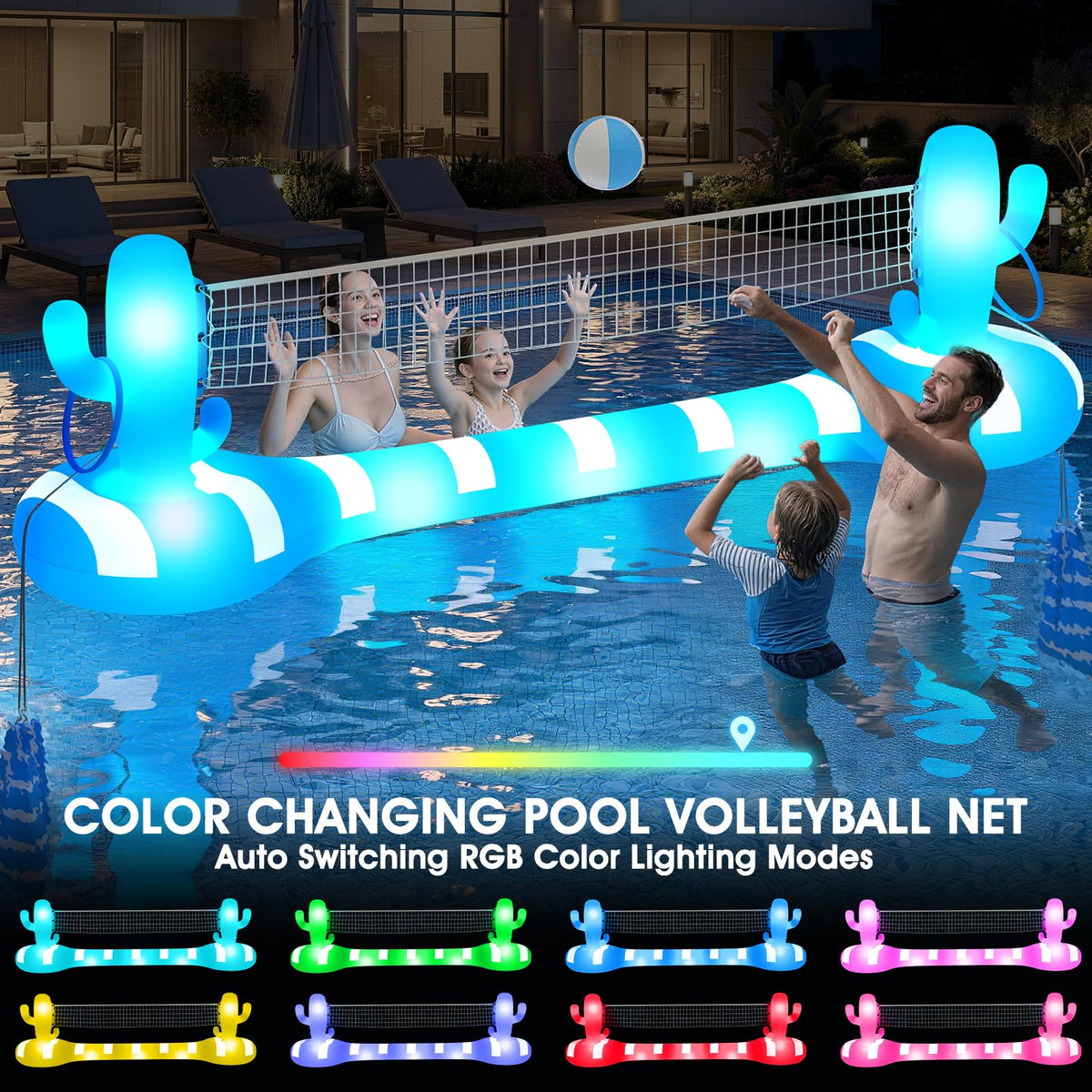 0.4mm PVC inflatable net stands up to sun and splashes with durable performance.