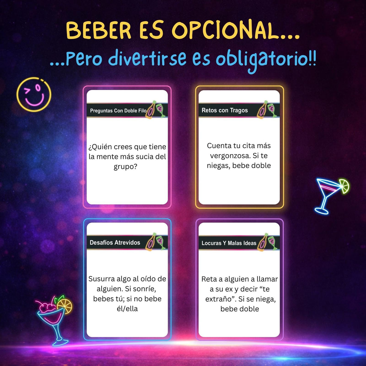 Close-up of Funchevere cards featuring quirky questions and bold dares.