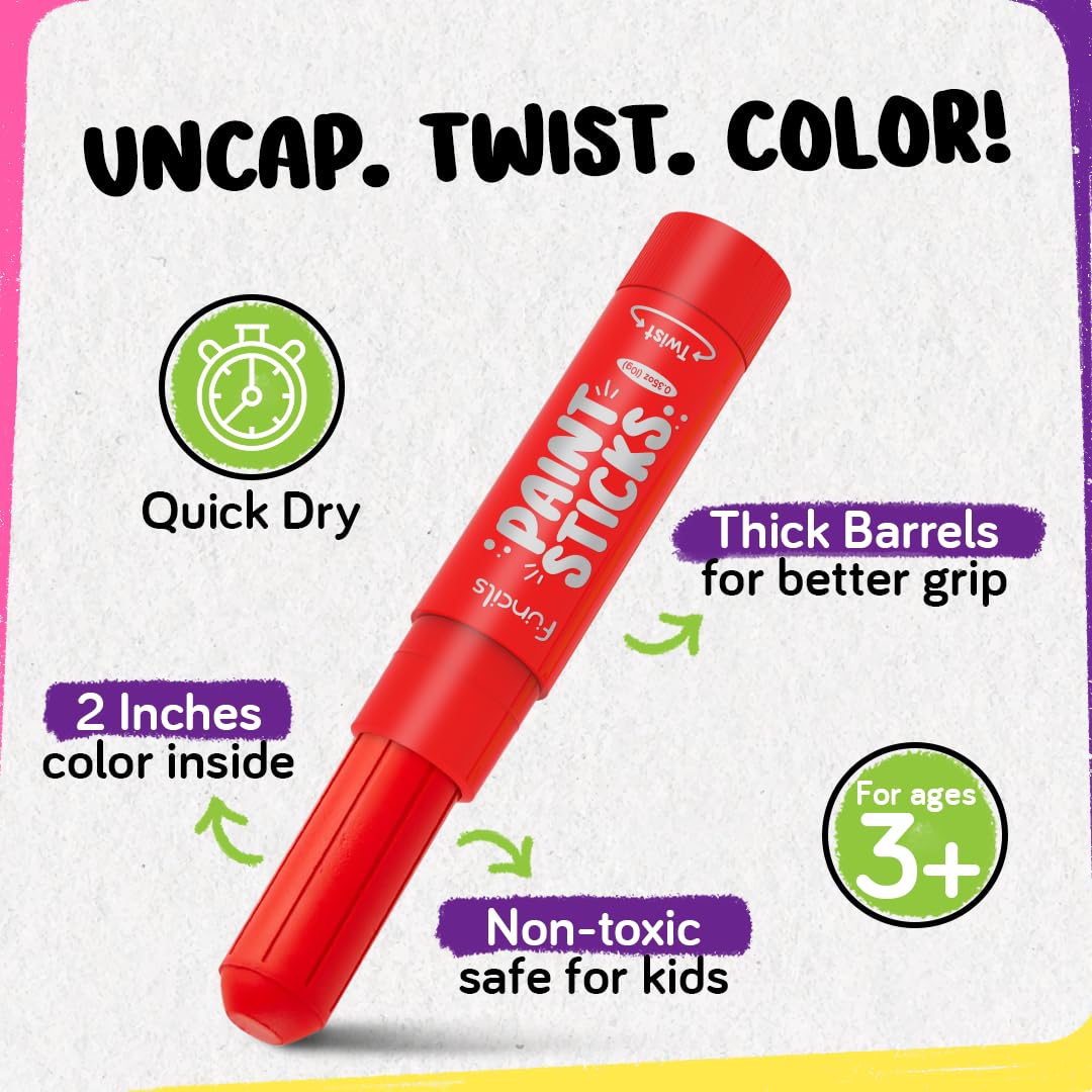 Funcils coloring book included for guided creativity with Funcils paint sticks.