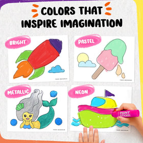 Funcils pastel color range for gentle, kid-friendly sketches and coloring pages.