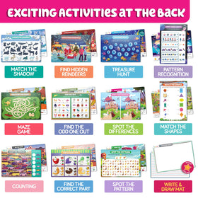 Funcils Travel-friendly mats support quiet learning on car trips and plane rides.