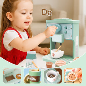 FUNCREVITY Kids Coffee Playset built-in storage keeps pieces neatly organized.