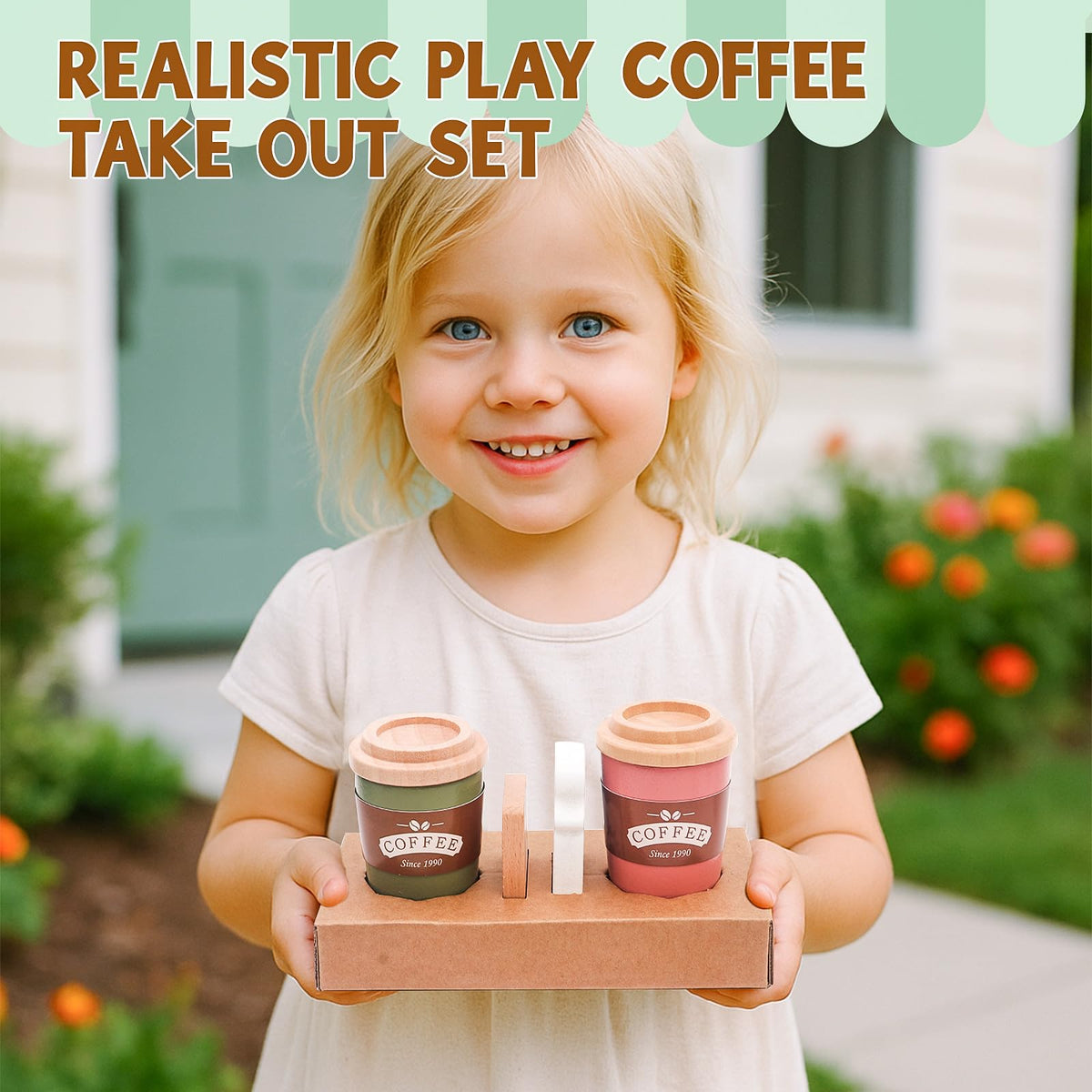 FUNCREVITY Kids Coffee Playset colorful cups invite sharing and cooperative play.