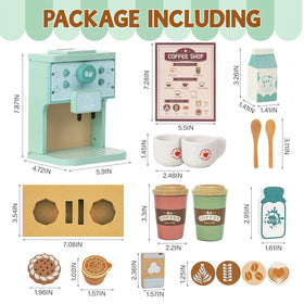 FUNCREVITY Kids Coffee Playset tiny spoons and cookies boost imaginative orders.