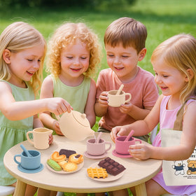 Funcrevity silicone tea coasters, protects surfaces during cozy play sessions.