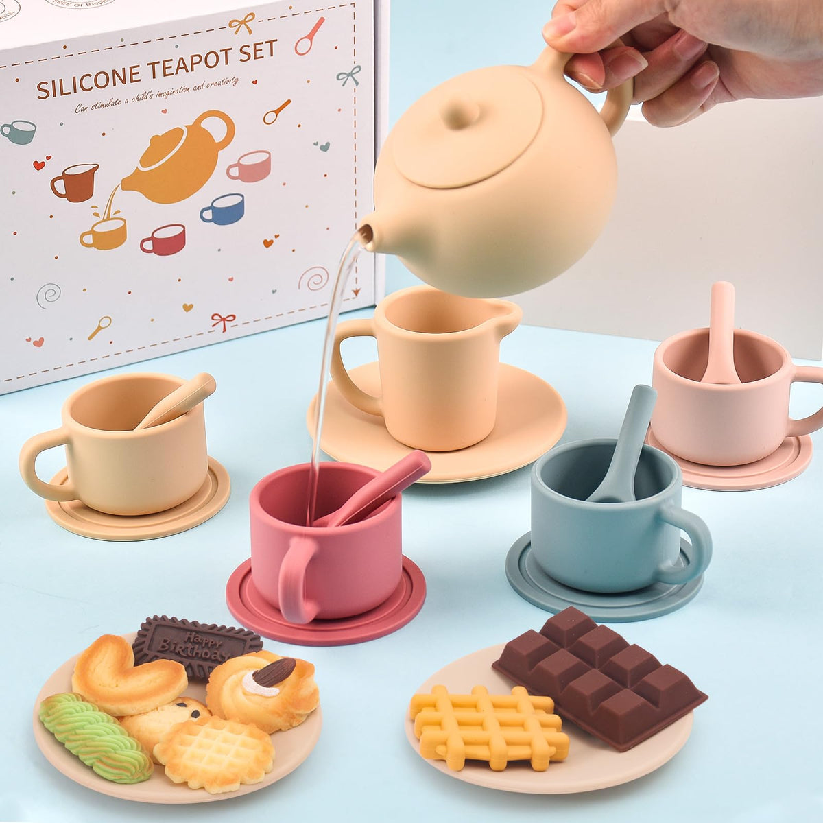 Funcrevity silicone tea spoons, easy to grip for little hosts during pretend tea.