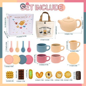 Funcrevity silicone tea cups, kid-sized mugs fostering imaginative play.