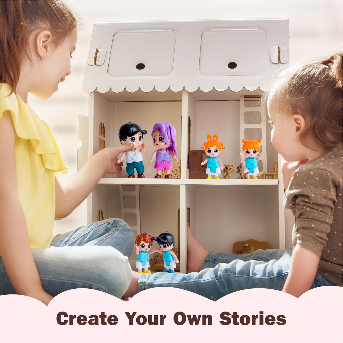 FUNERICA dog figure complements family play with wagging companion.