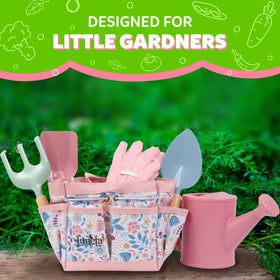 Funeta kids gardening set pink tote bag organizes tools for garden adventures