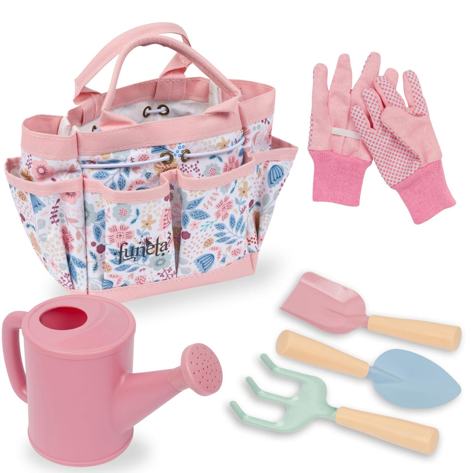 Funeta kids gardening set watering can for outdoor plant care and play
