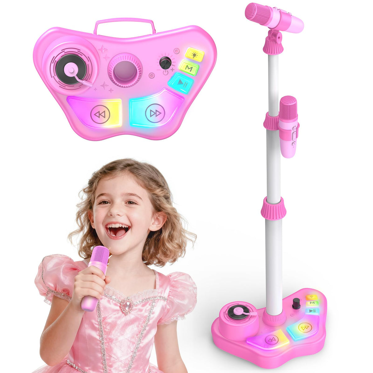 FunforFun kids karaoke machine with stage lights for energetic performances.