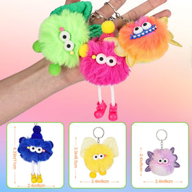 Fungi Fun blue-wink monster plush keychain, lightweight charm for keys and lunchboxes