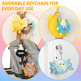 Fungi Fun yellow-grin monster plush keychain, bright accessory for backpacks and pencil cases