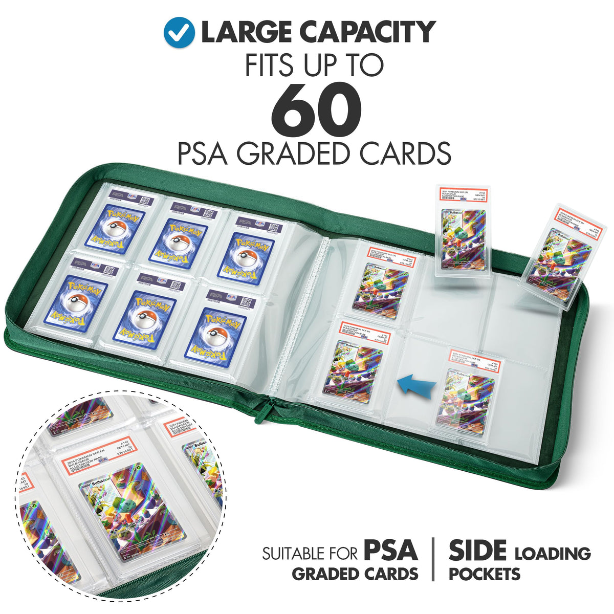 FunGuys PSA slab binder front cover zipper keeps cards secure during travel