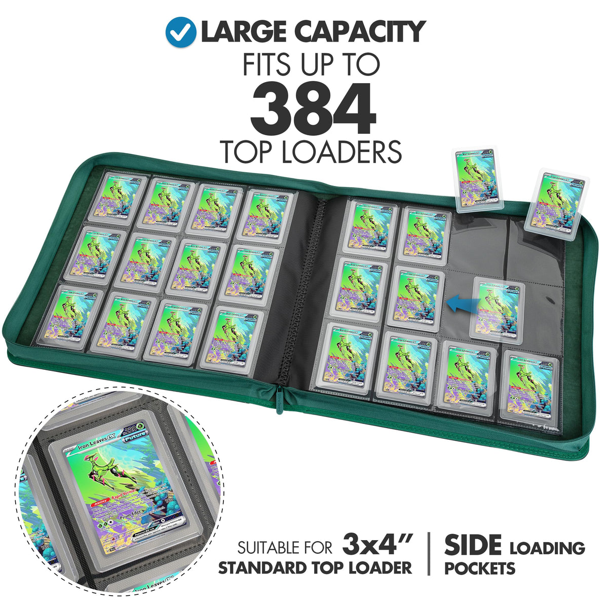 FunGuys toploader binder open pages reveal the 12-pocket layout for quick viewing.