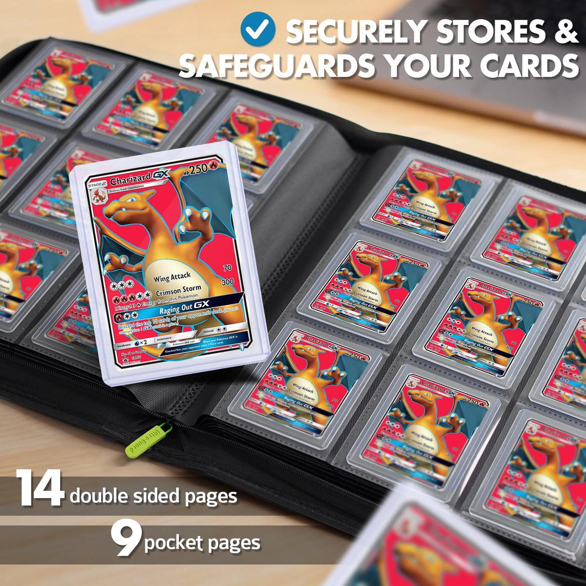 FunGuys Toploader Binder side-loading pockets keep cards secure during transit.