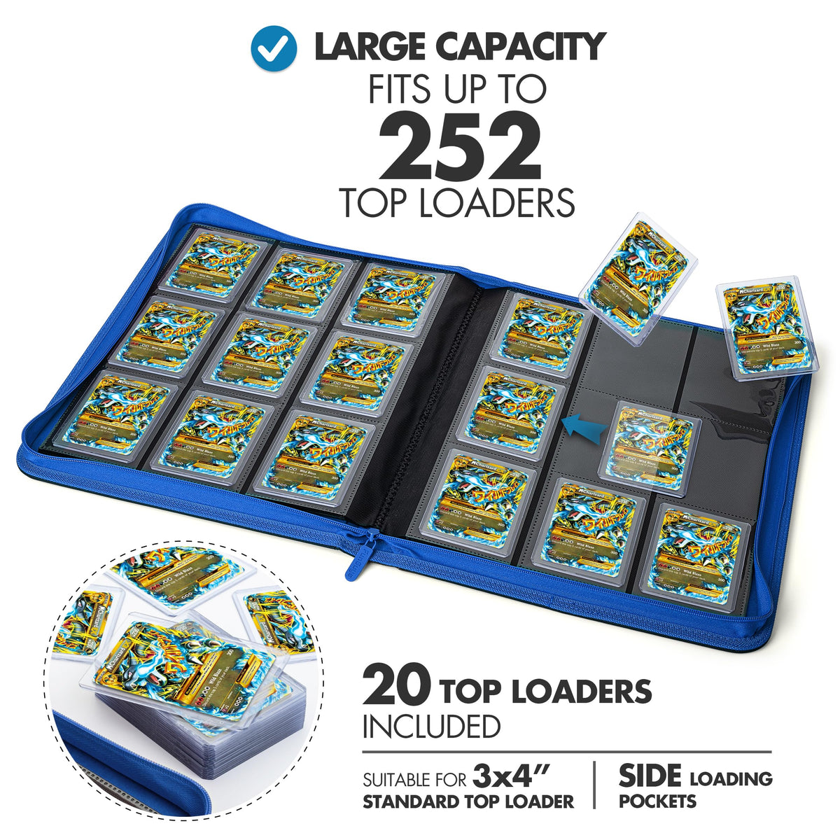 FunGuys Toploader Binder side-loading pockets keep cards secure during transport