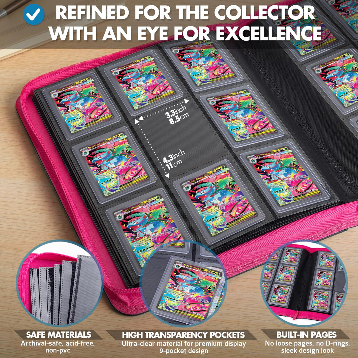 FunGuys Toploader Binder zipper close-up shows secure, easy-access protection.