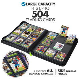 FunGuys trading card binder interior pages hold sleeved cards securely and neatly.