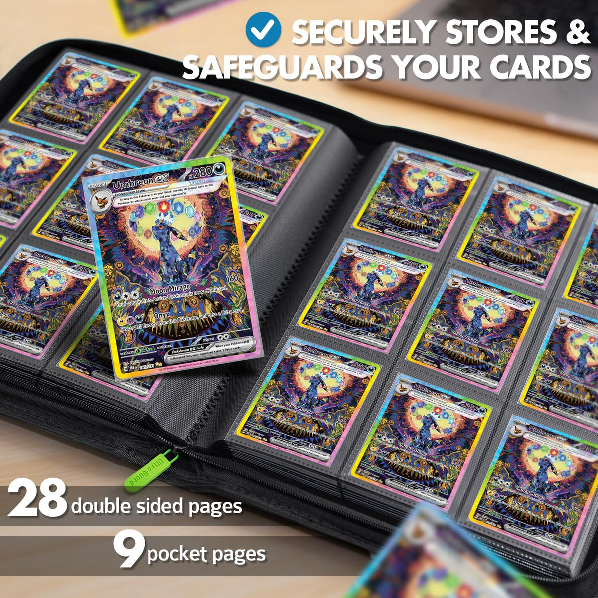 FunGuys binder side-loading pockets prevent bending and enable quick access.