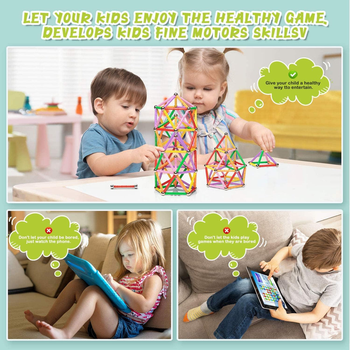 Funifinds magnetic sticks colorful pieces inspire creativity and color recognition during play