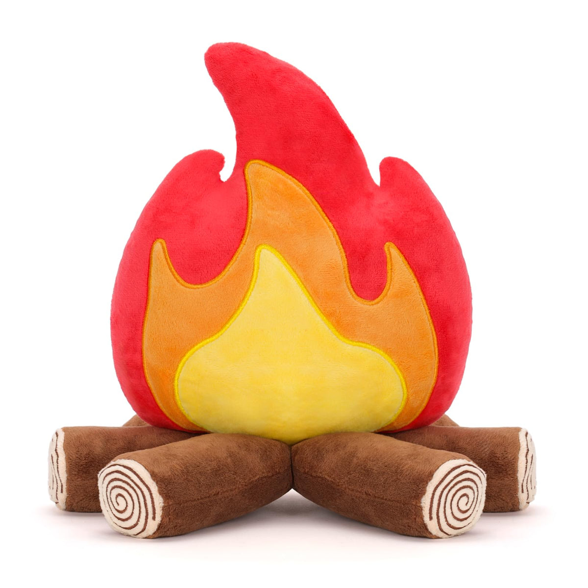 FunisFun campfire plush on couch creates cozy ambiance without flames.