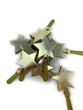 Funiverse star-shaped clapper set, gold finish, perfect for New Year’s Eve celebrations.
