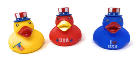 Funiverse patriotic Jeep duckies in red hats, ideal for party favors and backyard decor.