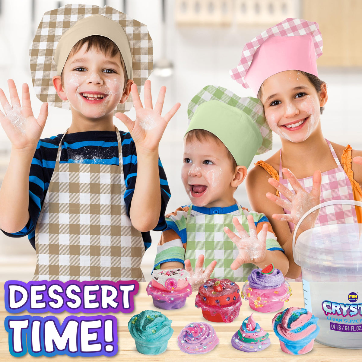 FUN KIDZ five airtight containers store slime, preventing drying.