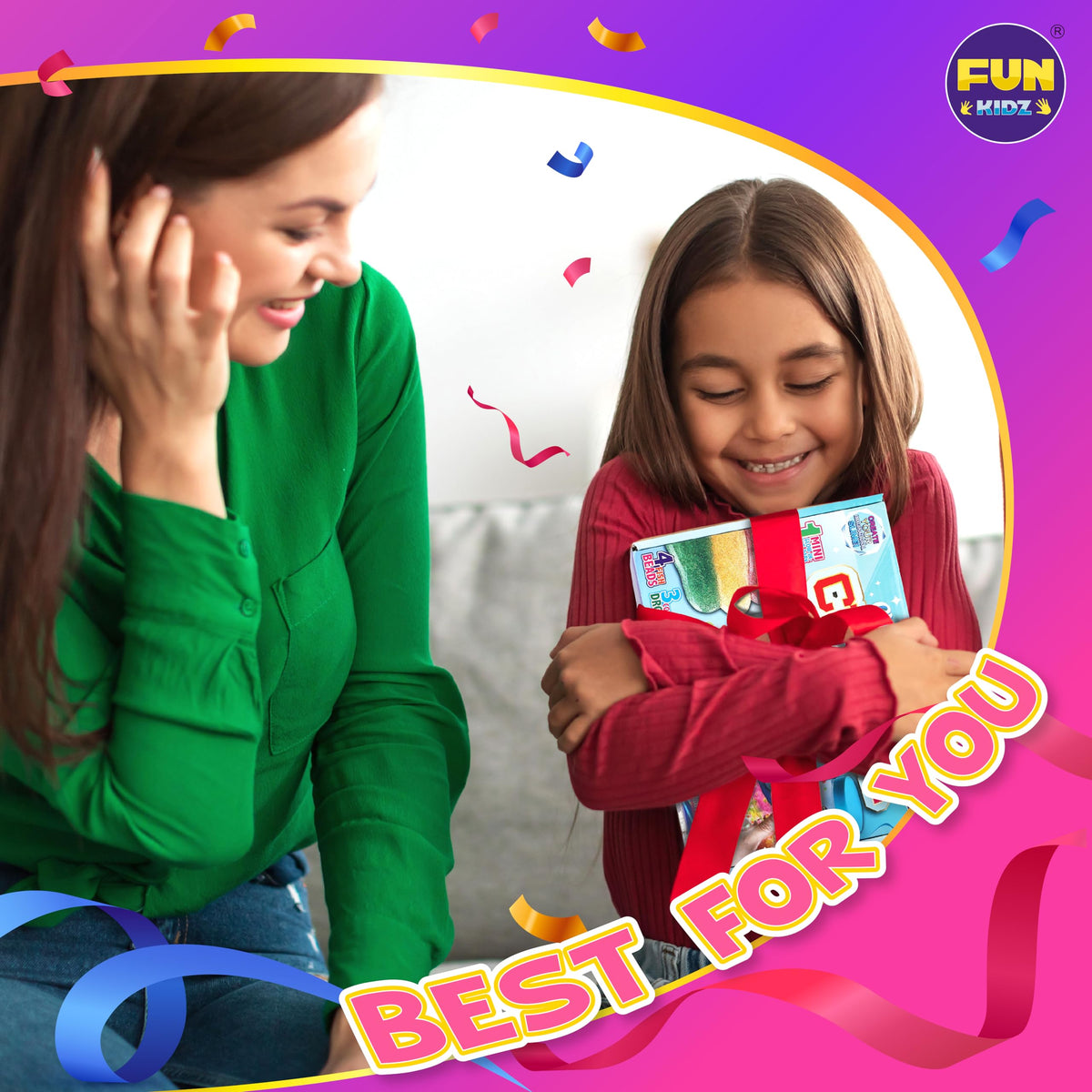 FUN KIDZ bright four-pack display shows jumbo bottles ready for classroom or home fun.