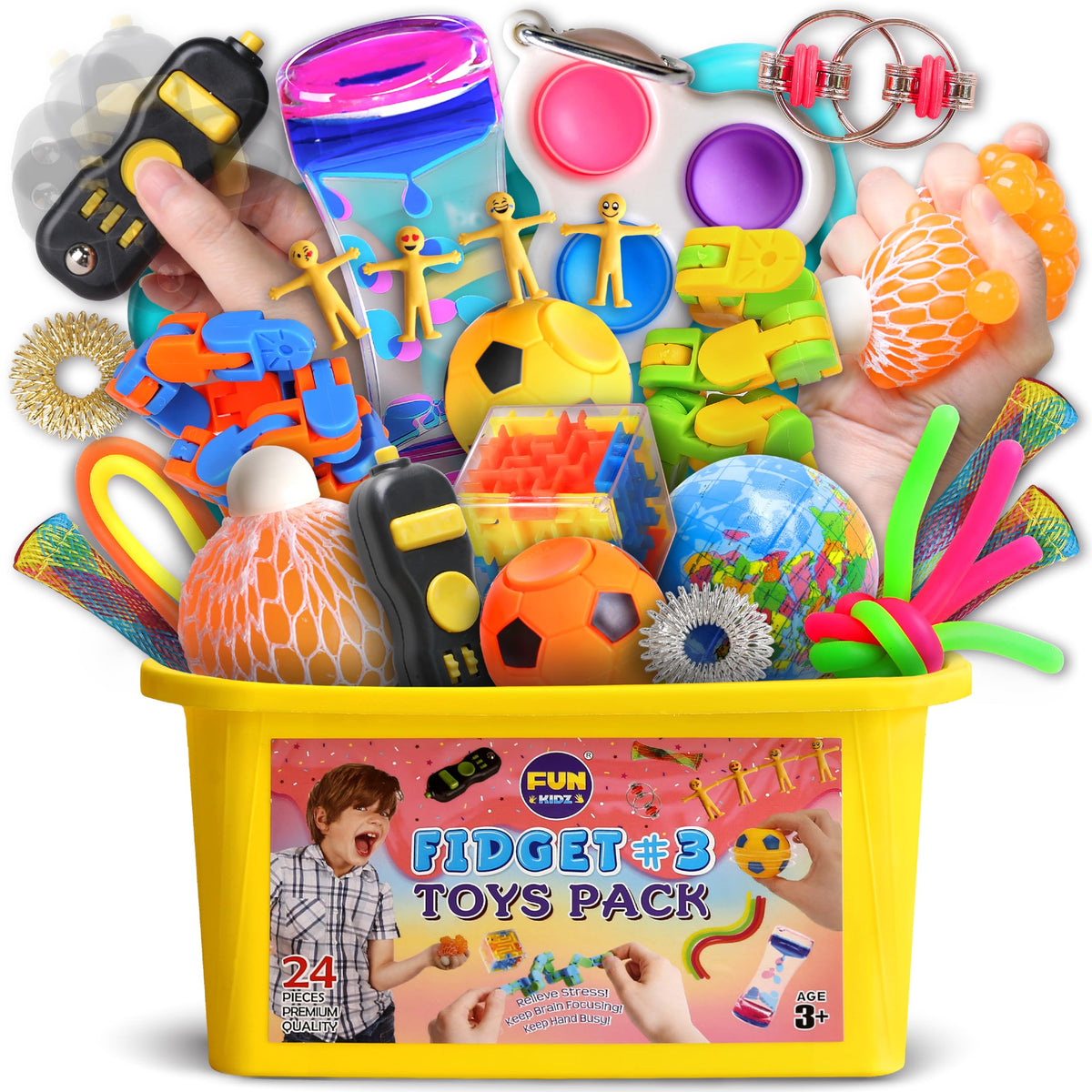 FunKidz Gift Fidget Box liquid motion bubbler for calming, tactile play