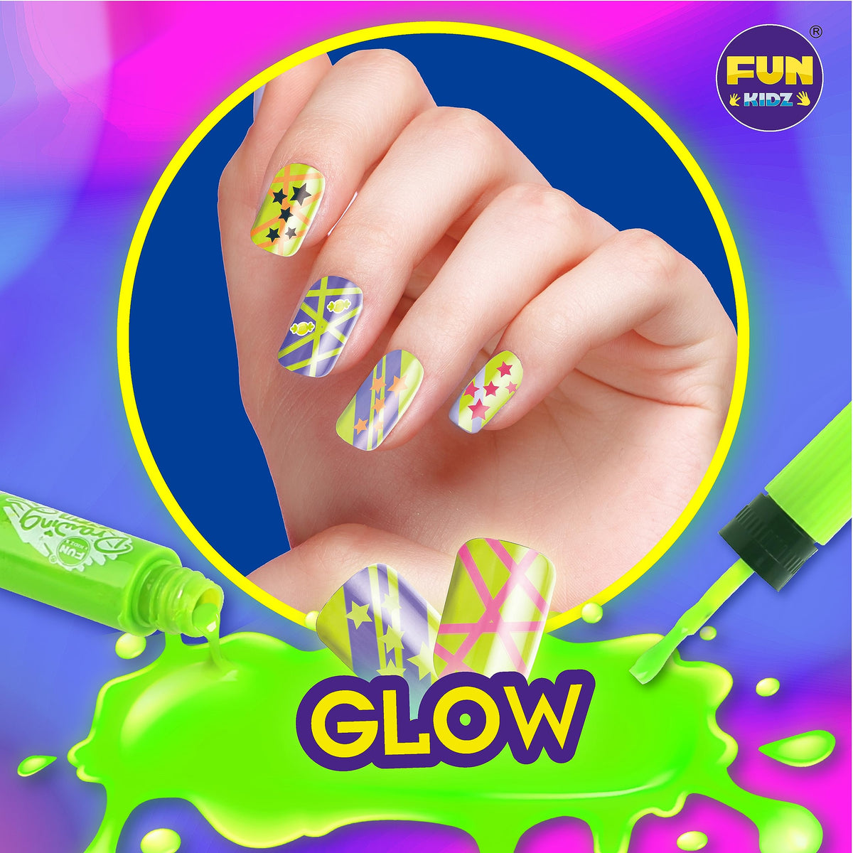 FUN KIDZ glitter powder add-ins add sparkle to designs.