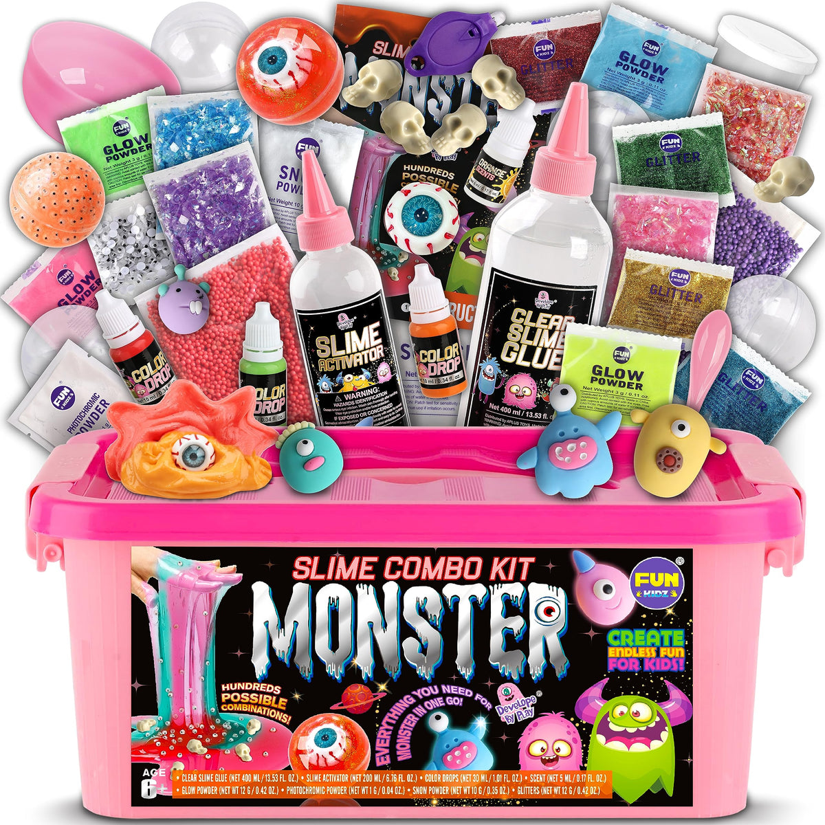 FUN KIDZ Halloween Monster Slime Kit pack shot showing colorful, creative slime for imaginative play.