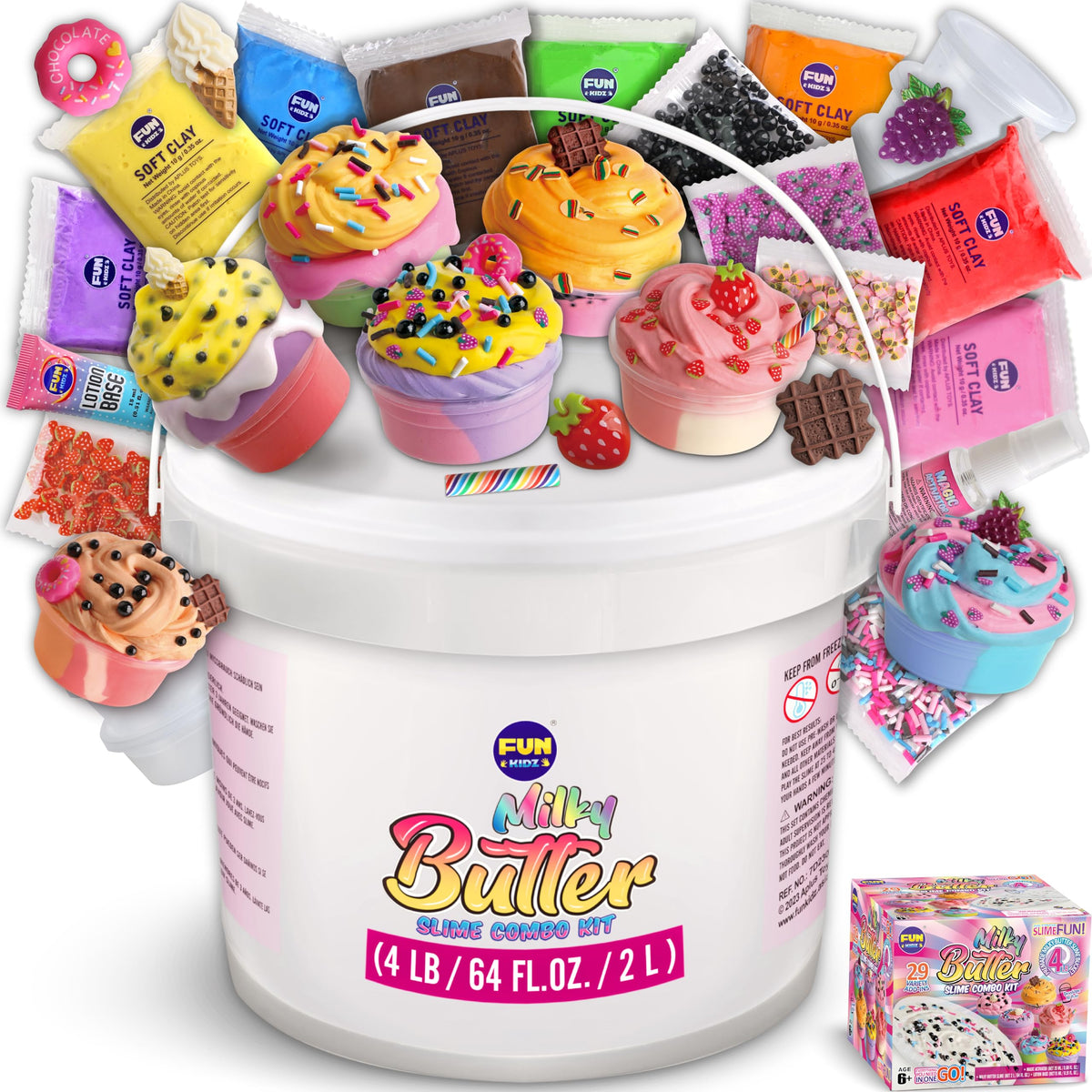 FunKidz Milky Butter Slime Bucket packaging ready for gifting and display.