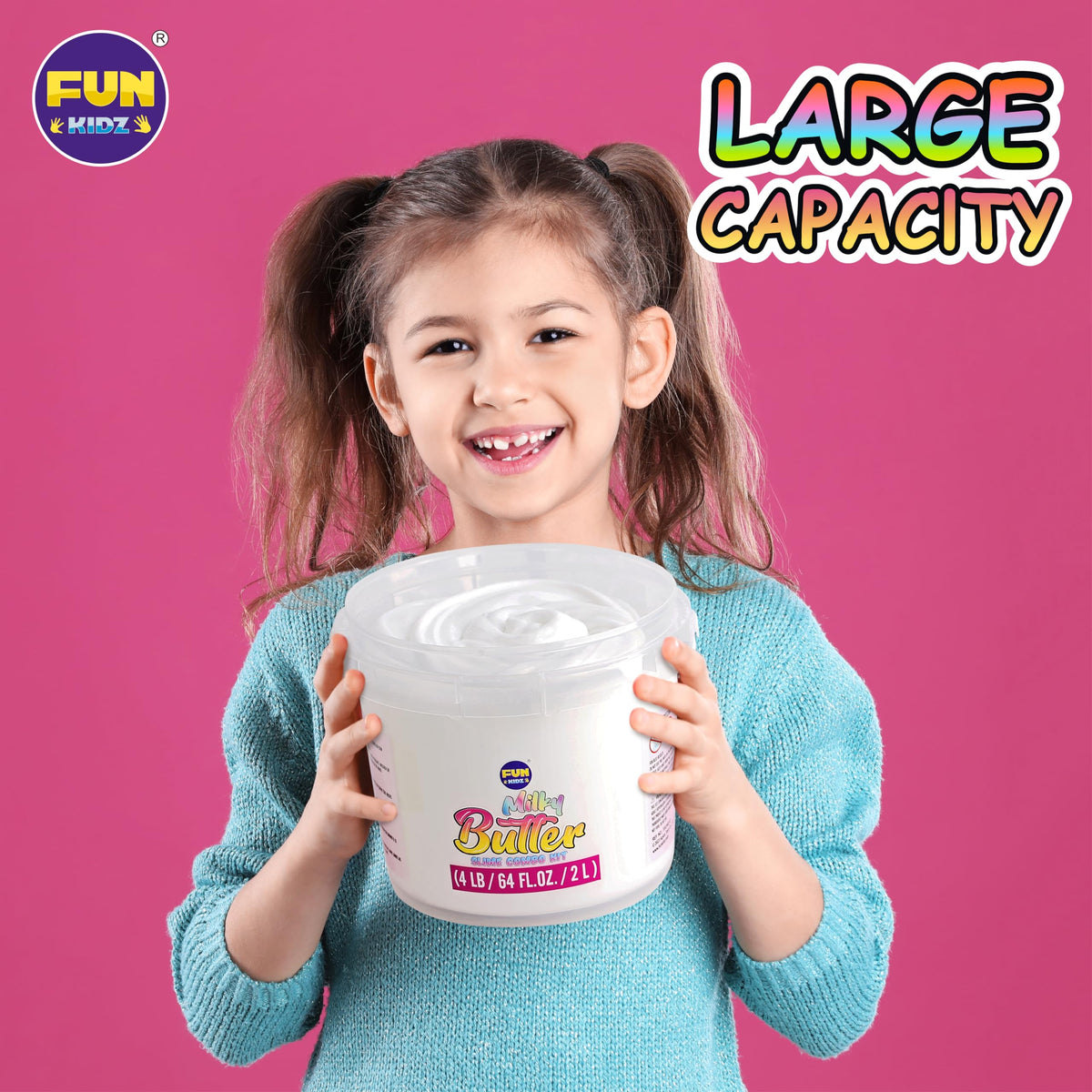 FunKidz Milky Butter Slime Cream Slime texture shown for smooth play.