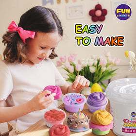 FunKidz Milky Butter Slime storage cans keep slime fresh and portable.