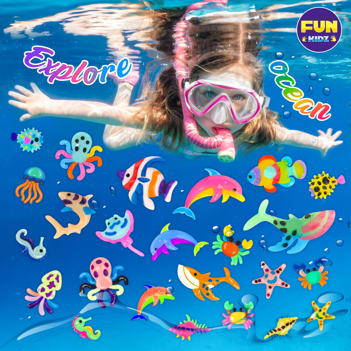 FUN KIDZ Ocean Magic Water Elves Kit featuring 16 ocean creature molds for imagination