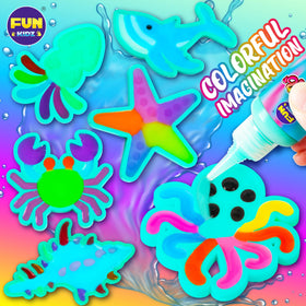 FUN KIDZ Ocean Magic Water Elves Kit with 25 vibrant colors gel for sea elf crafts