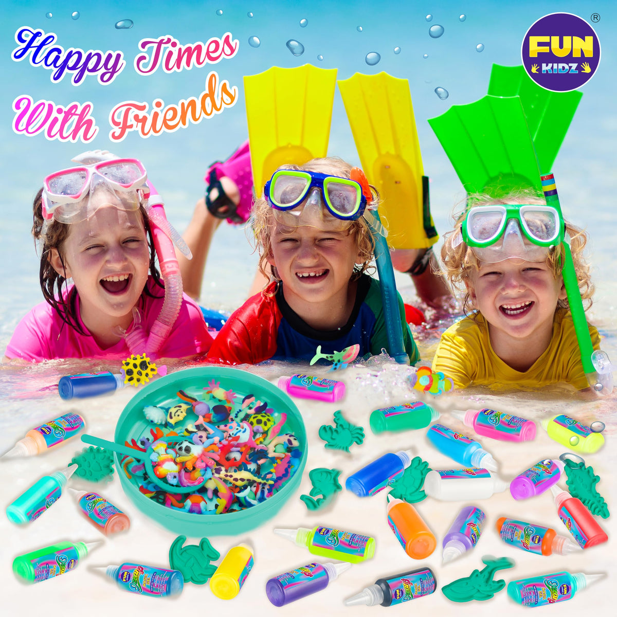 FUN KIDZ Ocean Magic Water Elves Kit non-overflow gel keeping colors separate during molding