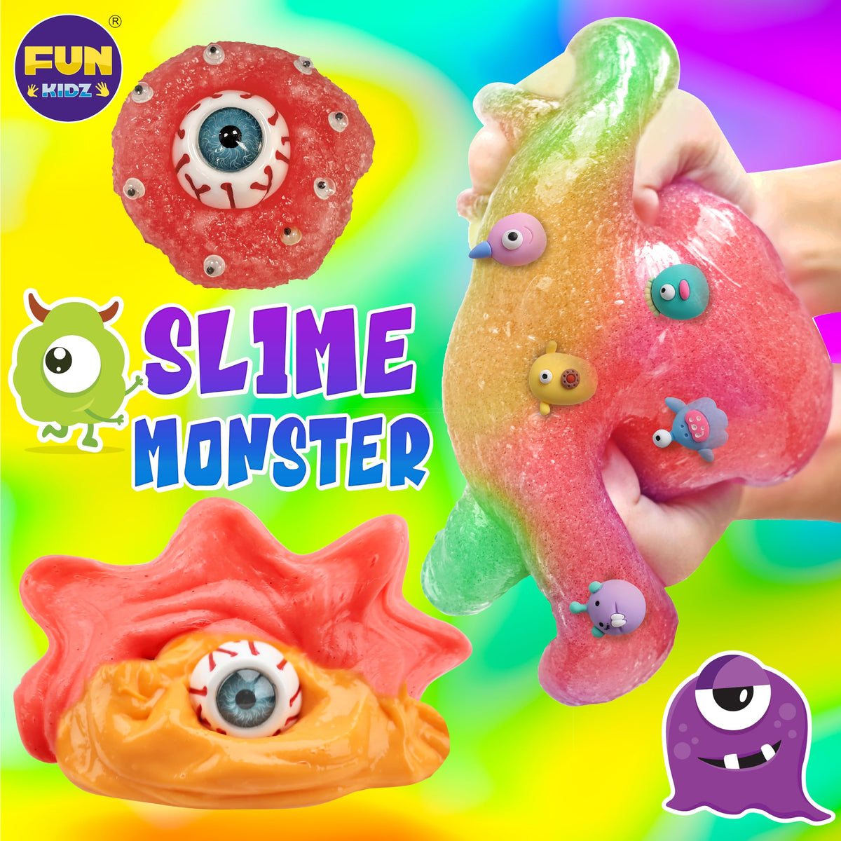 FUN KIDZ photochromic slime illumination demo highlighting glow effects and safe, mess-friendly crafting.
